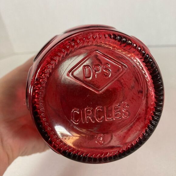 DPS Circles 8 1/2" Round Bubbles Ruby Red Glass Bud Vase Home Decor Vintage - Picture 6 of 10